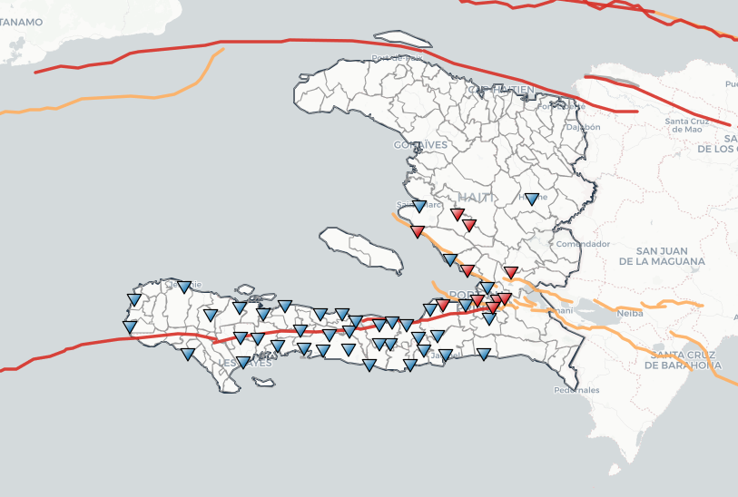 Planned sensor deployment locations across Haiti